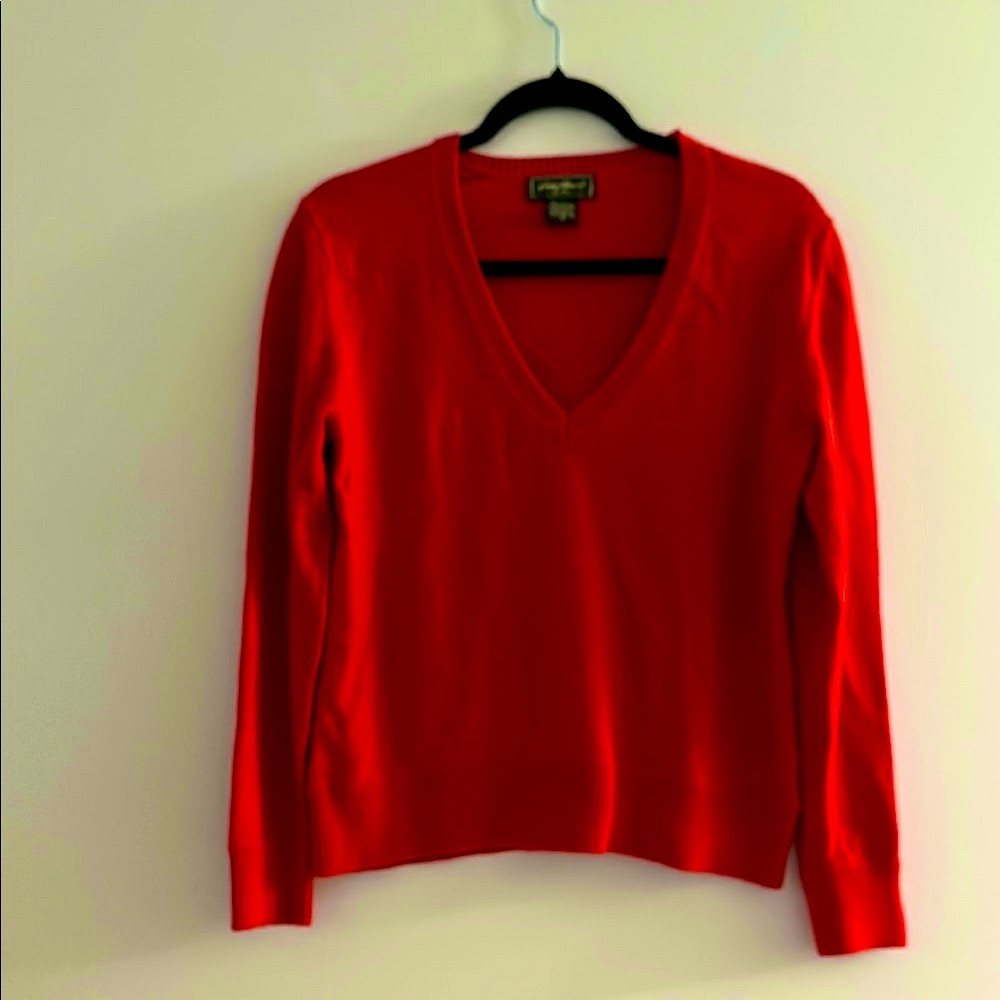 Eddie Bauer Vibrant Red V-Neck Sweater